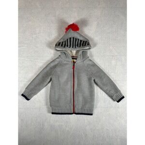 Mini Boden Grey Knight Hooded Zipper Sweater Boys Girls 5Y 110cm